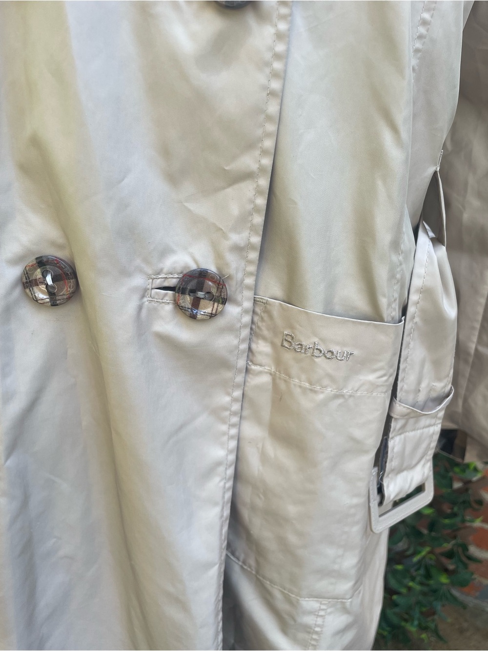 Barbour Reversible Cedar Mac Check Waterproof Jacket Trench Coat Sz UK 14 US 10 - Picture 8 of 12